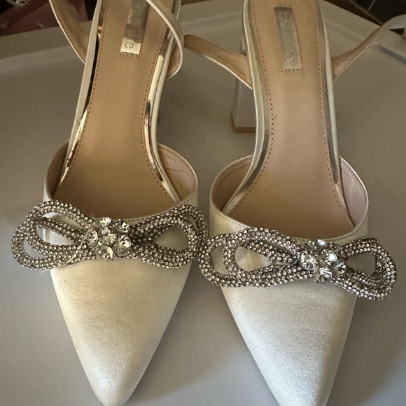 Brand new never worn be mine satin and crystal block heels - Picture 1 of 3